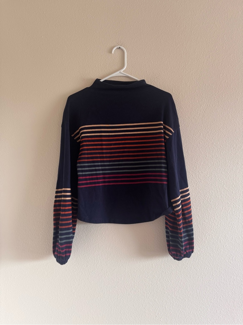 Madewell Navy Polo Sweatshirt with Multicolor Stripes